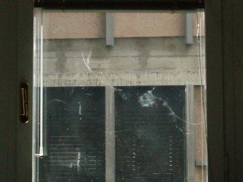 Impronta di piccione contro il vetro della finestra